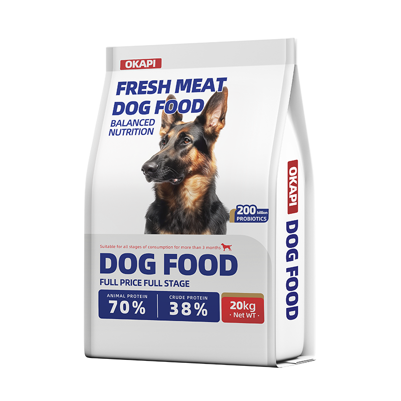 Fresh meat dog food retail bag