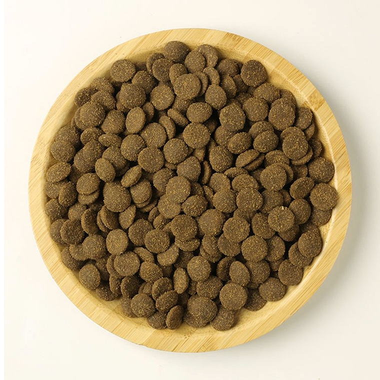 Round dry pet food texture sample